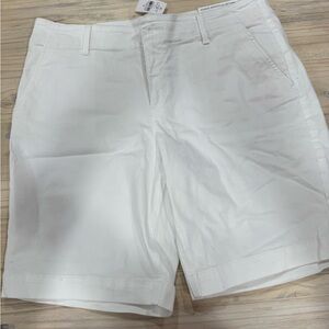 LOFT White Stretch Chino Bermuda Shorts